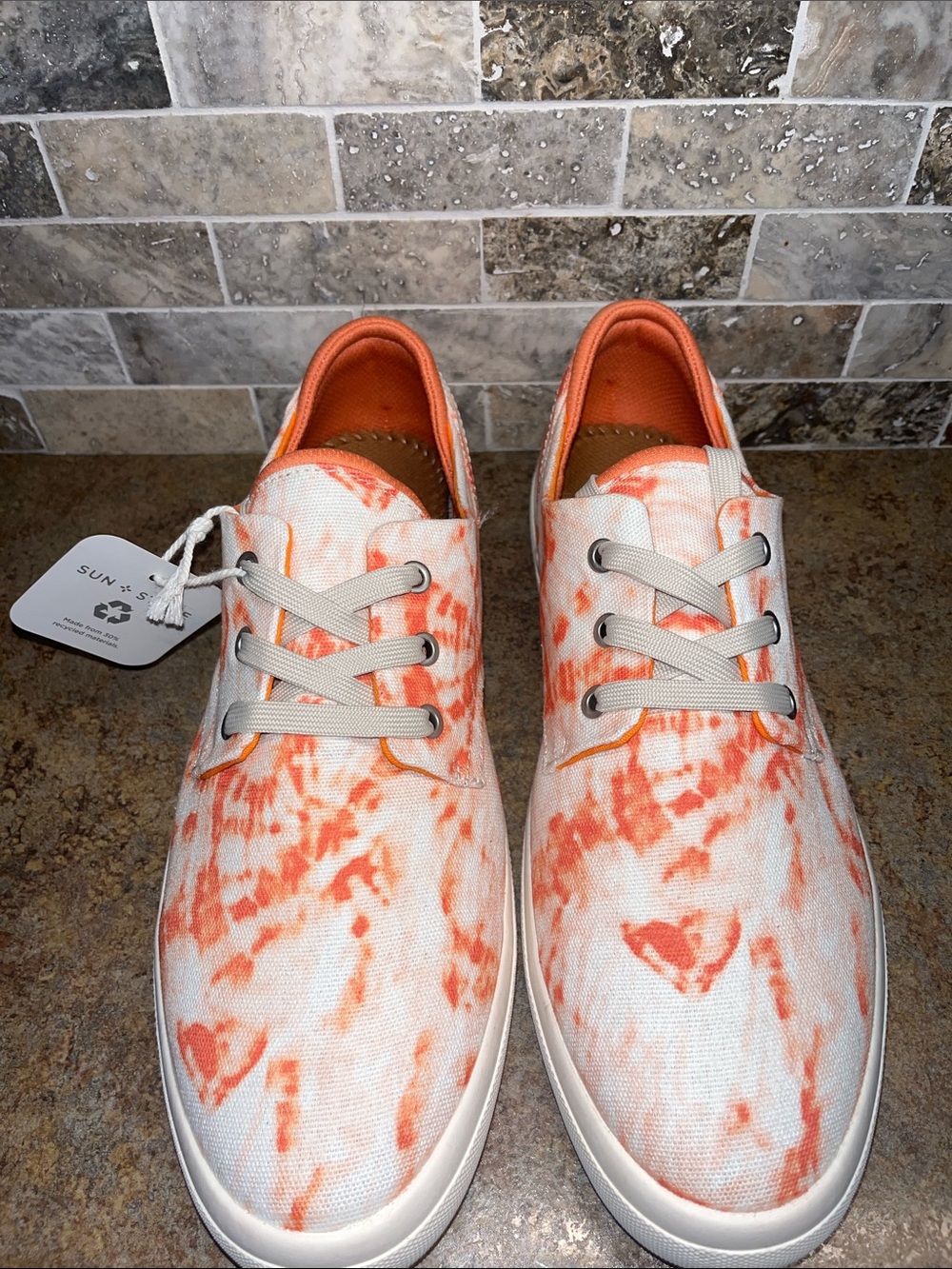 Sun + Stone Men’s Orange Tie Dye canvas shoes, size 11, NWT